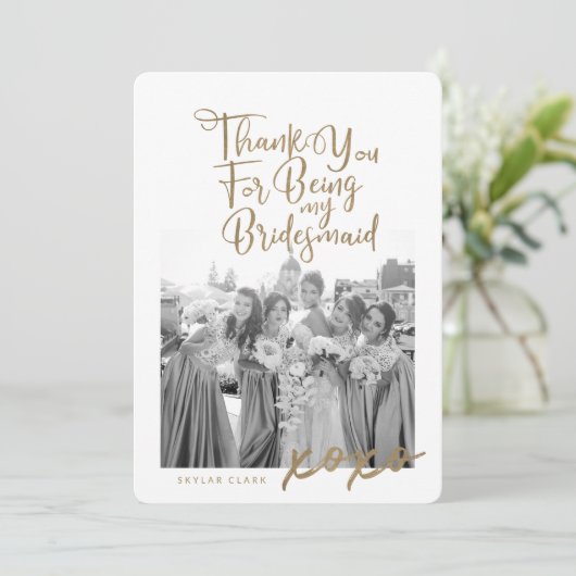 私の感謝していBridesmaidのトレンディー写真のため サンキューカード (スタンド正面)