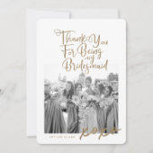 私の感謝していBridesmaidのトレンディー写真のため サンキューカード (正面)