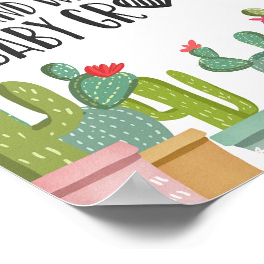 私の成長を見るサボテンFiesta赤ちゃんシャワーテーブルサイン ポスター (角)