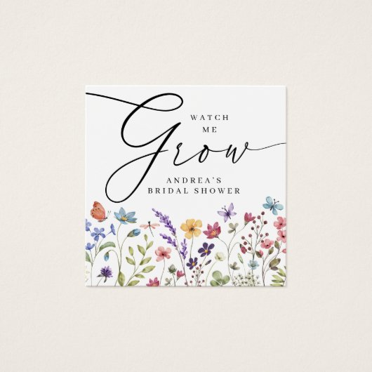 私の成長を見る開花ブライダルシャワーお願いギフトラベル (正面)