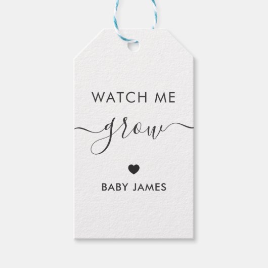 私の成長を見る、植物の赤ちゃんシャワーラベル、クラフト ギフトタグ (正面)