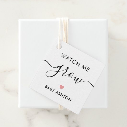 私の成長を見る、植物の赤ちゃんシャワーラベル、ピンク フェイバータグ (インサイチュ)