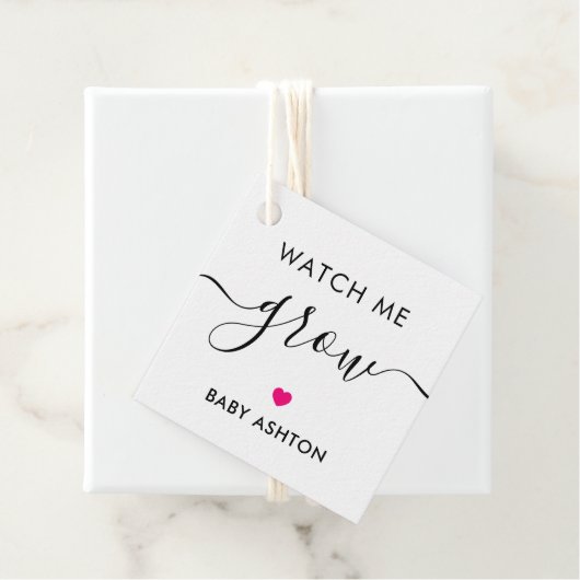 私の成長を見る、植物の赤ちゃんシャワーラベル、ホットピンク フェイバータグ (インサイチュ)