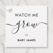 私の成長を見る、植物の赤ちゃんシャワーラベル、ラベンダー フェイバータグ (正面)