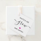 私の成長を見る、植物の赤ちゃんシャワーラベル、明るい赤紫色 フェイバータグ (インサイチュ)