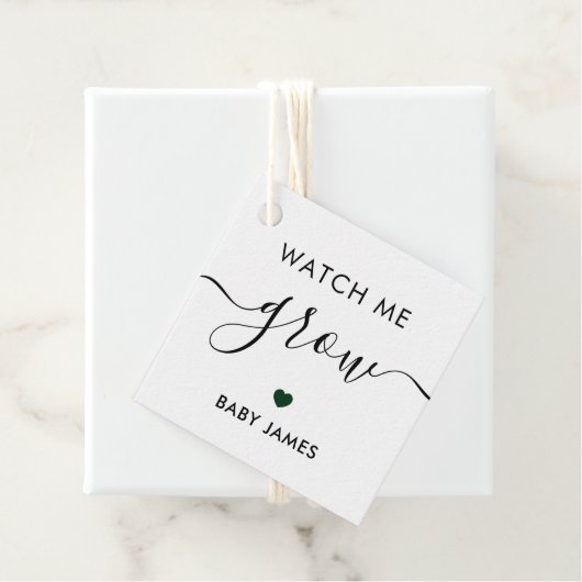 私の成長を見る、植物の赤ちゃんシャワーラベル、森の緑 フェイバータグ (インサイチュ)