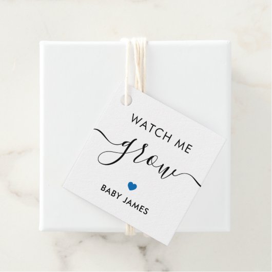 私の成長を見る、植物の赤ちゃんシャワーラベル、青 フェイバータグ (インサイチュ)