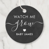 私の成長を見る、植物の赤ちゃんシャワーラベル、黒板 フェイバータグ (正面)