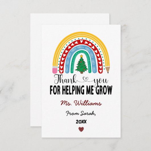 私の成長救済先生評価に感謝 サンキューカード (正面/裏面)