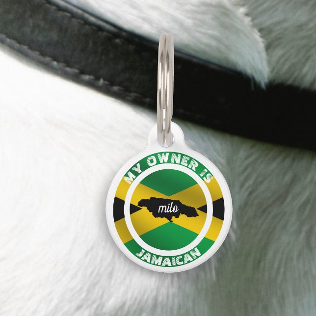 私の所有者はジャマイカおもしろい国旗だ ペット　ネームタグ (My Owner is Jamaican Funny Jamaica Flag Pet ID Tag)