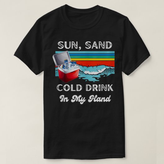 私の手の夏にサンサンド冷たい飲おもしろいみ物 Tシャツ (デザイン正面)