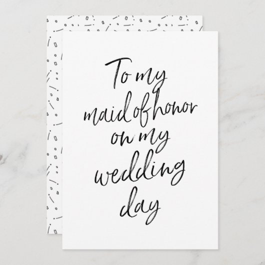 私の手頃結婚式の日にメイド・オブ・オーナー（花嫁付き添い人）に 招待状 (正面/裏面)