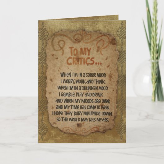 「私の批評家の誕生日カード カード (正面)