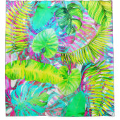 私の抽象芸術カラフルアロハの葉の庭 シャワーカーテン (正面)