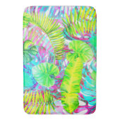 私の抽象芸術カラフルアロハの葉の庭 バスマット (正面縦)