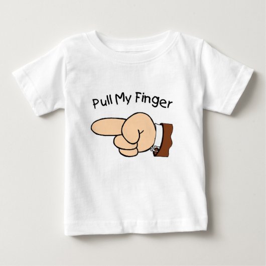私の指の乳児長袖を引く ベビーTシャツ (正面)