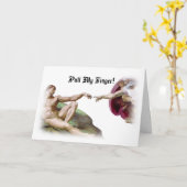 私の指-ミケランジェロの作成の屁のユーモア--を引っ張って下さい カード (黄色い花)