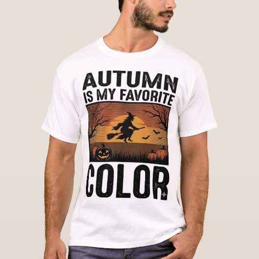 私の推し色は秋 ハロウィンの魔女デザイン Tシャツ (正面)