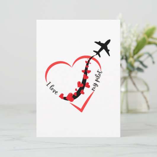 私の操縦士が好き、ハート、飛行機に乗ること、バレンタイン シーズンカード (スタンド正面)