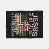 私の救い主トランプは私のアメリカ合衆国大統領の旗か フリースブランケット (正面(横))