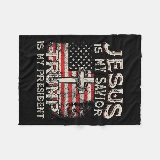 私の救い主トランプは私のアメリカ合衆国大統領の旗か フリースブランケット (正面(横))