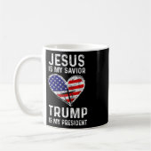 私の救い主トランプは私の大統領か2 コーヒーマグカップ (左)