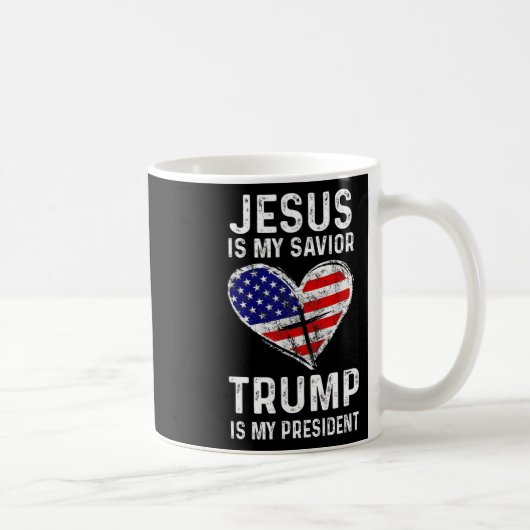 私の救い主トランプは私の大統領か2 コーヒーマグカップ (右)