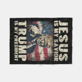 私の救い主トランプは私の大統領2024アメリカ人F フリースブランケット (正面(横))