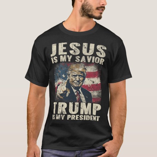 私の救い主トランプは私の大統領2024アメリカ人F Tシャツ (正面)