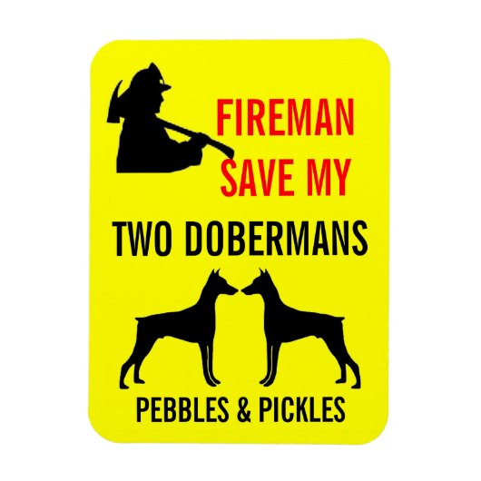 私の救2つのdobermansの安全な消防士 マグネット (縦)
