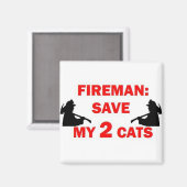 私の救2匹の猫の消防士 マグネット (正面/裏面)