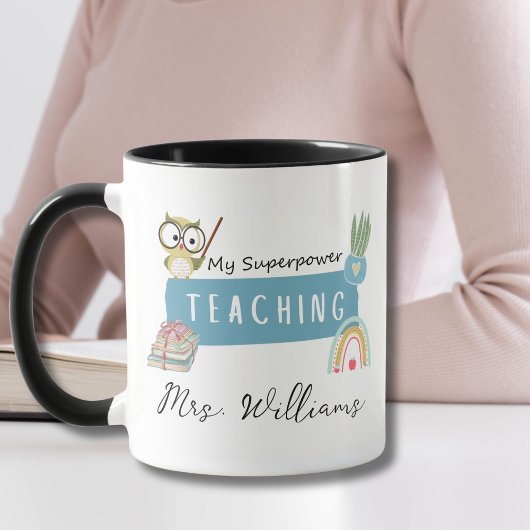 私の教えスーパーパワー&レインボー，赤りんご，花 マグカップ