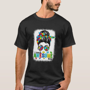 私の教え子供の自閉症の意識Messy Bun Bl Tシャツ