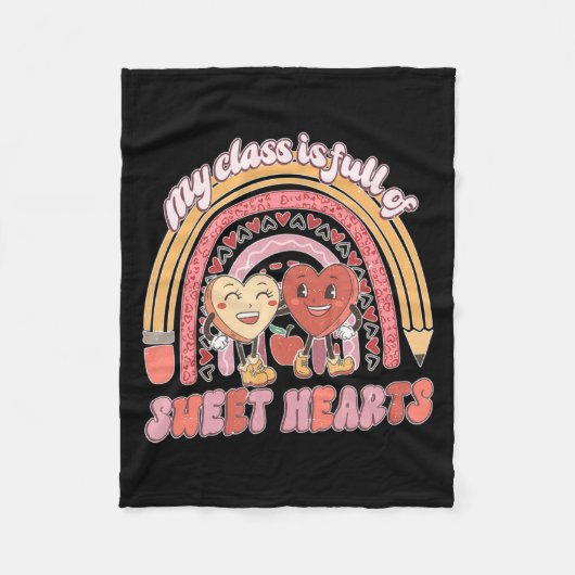 私の教室はスイートハーツの教師バレンタインでいっぱい フリースブランケット (正面)