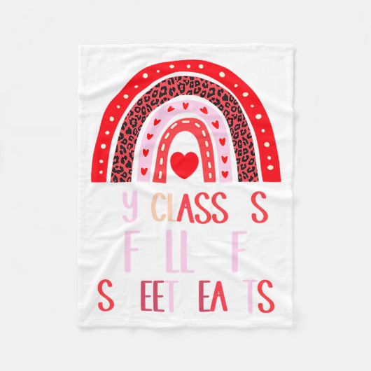 私の教室は愛のあふれる先生のバレンタインでいっぱい フリースブランケット (正面)