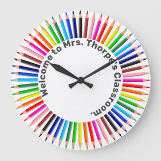 私の教室への歓迎 ラージ壁時計