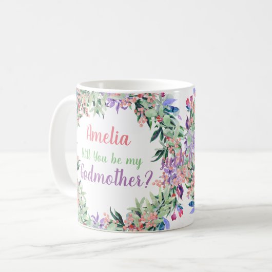 私の教母の提案の花柄です コーヒーマグカップ (正面左)