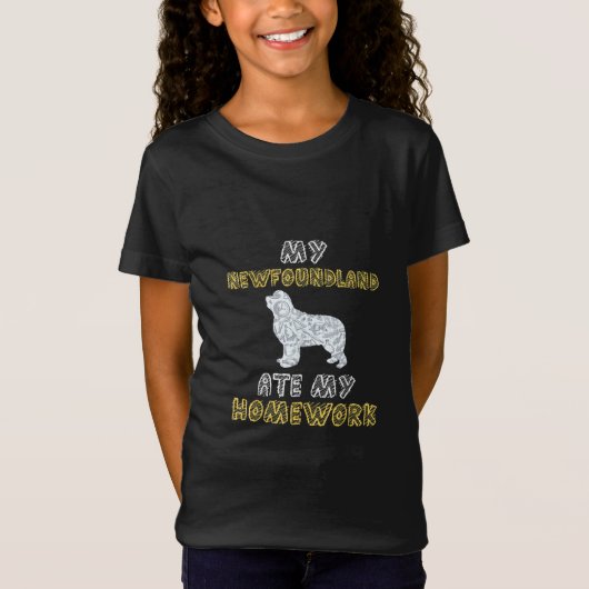 私の新しい家食べ地の宿題 |おもしろい犬引用文 Tシャツ (正面)