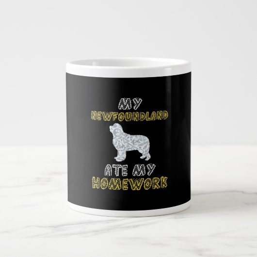 私の新しい家食べ地の宿題 | Newfie dog gift ジャンボコーヒーマグカップ (正面)