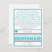 私の新婦付添人ですか。 おもしろいの青か灰色の詩カード 招待状 (正面/裏面)