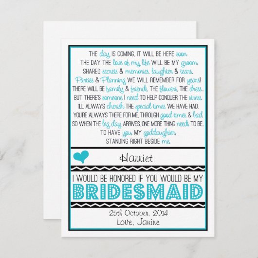 私の新婦付添人ですか。 青か黒い教女 招待状 (正面/裏面)