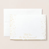 私の新婦付添人のウエディングケーキの金ゴールドホイルです 箔カード (封筒付き正面)