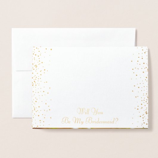 私の新婦付添人のウエディングケーキの金ゴールドホイルです 箔カード (封筒付き正面)