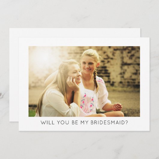 私の新婦付添人のモダンな最小主義の写真です 招待状 (正面/裏面)