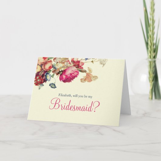 私の新婦付添人のヴィンテージの花柄カードです 招待状 (正面)