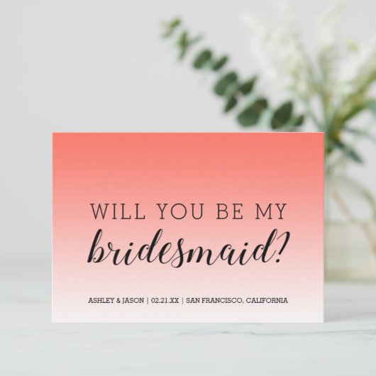 私の新婦付添人の熱帯珊瑚のグラデーションです 招待状 (スタンド正面)