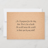 私の新婦付添人の花のリースの招待状です 招待状 (裏面)