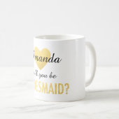 私の新婦付添人の金ゴールドのハートのマグです コーヒーマグカップ (正面右)