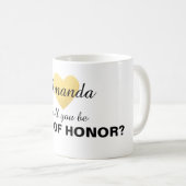 私の新婦付添人の金ゴールドのハートのマグです コーヒーマグカップ (正面右)