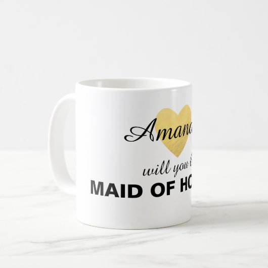 私の新婦付添人の金ゴールドのハートのマグです コーヒーマグカップ (正面左)